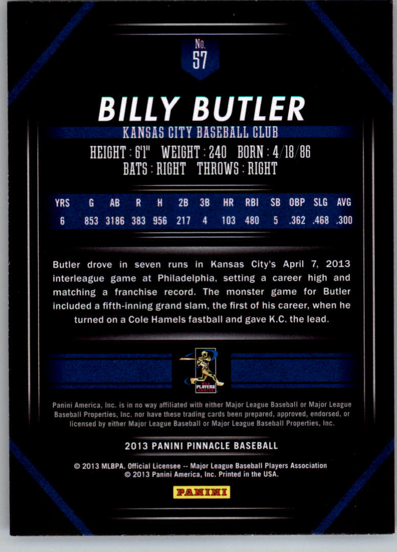 2013 Pinnacle #57 Billy Butler back image