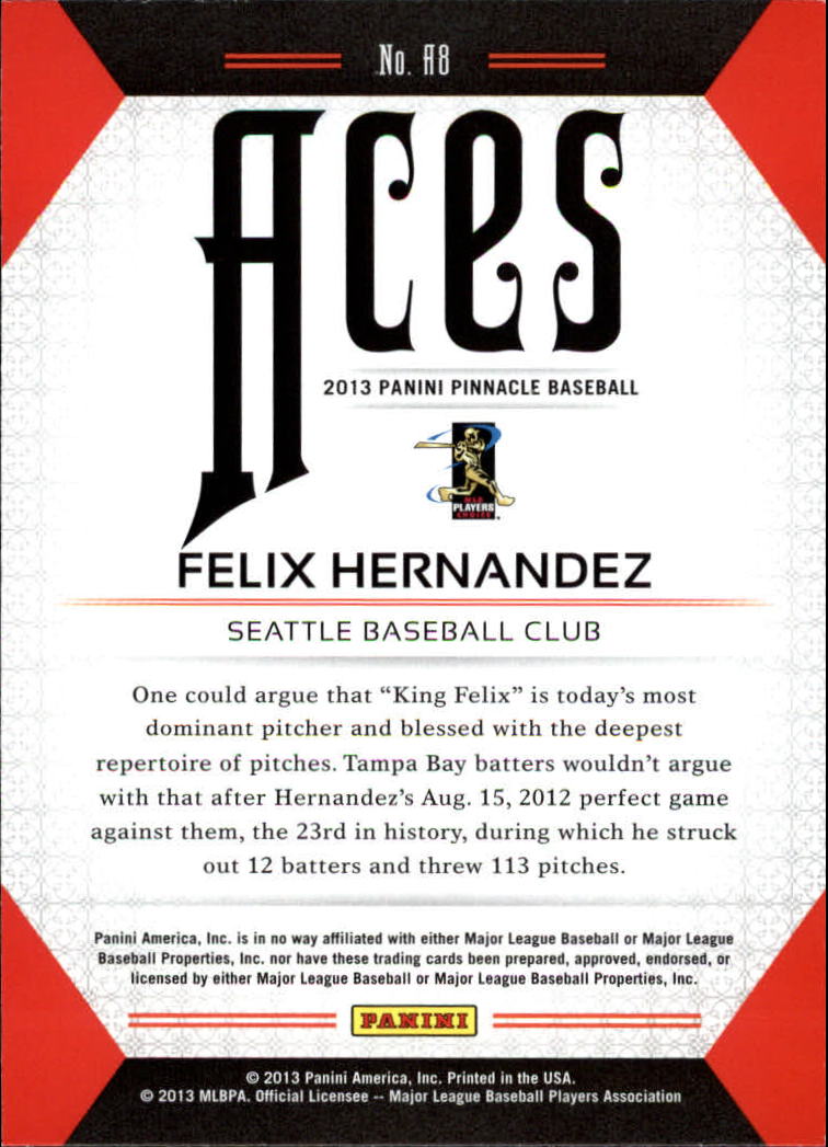 2013 Pinnacle Aces #8 Felix Hernandez back image