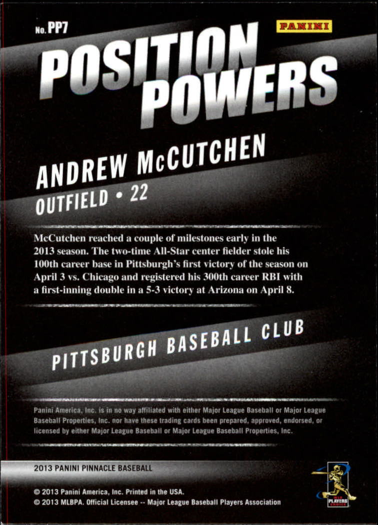 2013 Pinnacle Position Powers #7 Andrew McCutchen back image