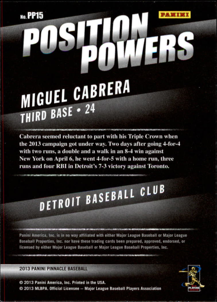 2013 Pinnacle Position Powers #15 Miguel Cabrera back image