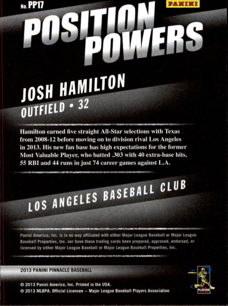 2013 Pinnacle Position Powers #17 Josh Hamilton back image