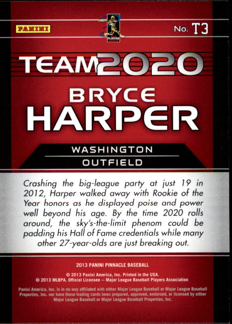 2013 Pinnacle Team 2020 #3 Bryce Harper back image