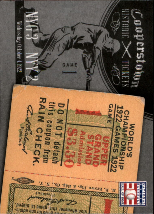 2013 Panini Cooperstown Historic Tickets #4 1922 World Series