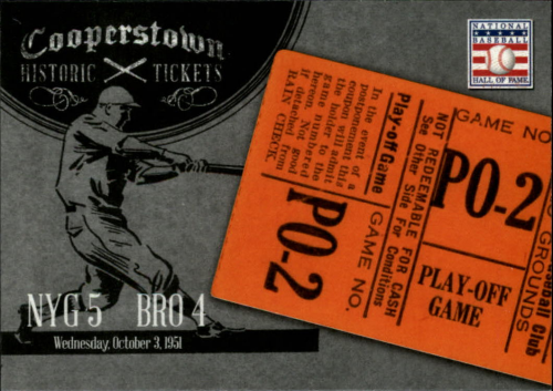 2013 Panini Cooperstown Historic Tickets #25 Bobby Thomson