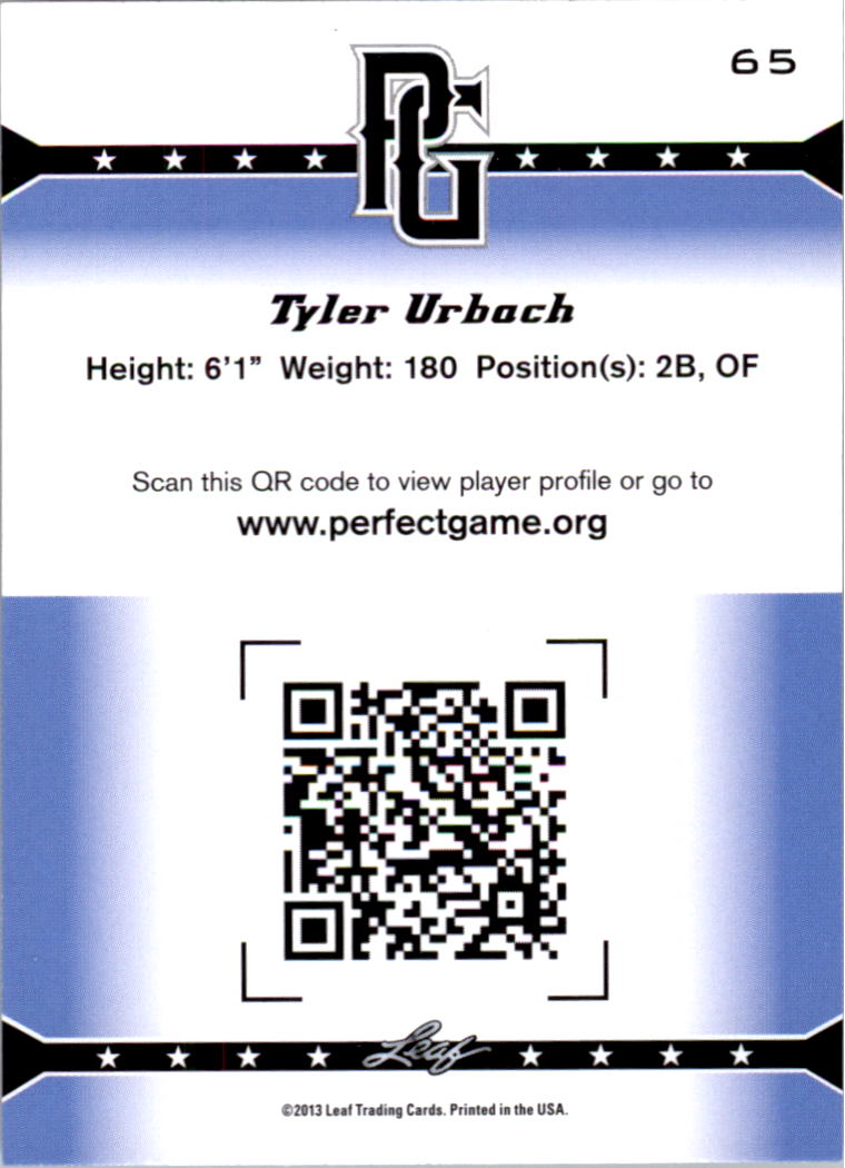 2013 Leaf Perfect Game #65 Tyler Urbach back image