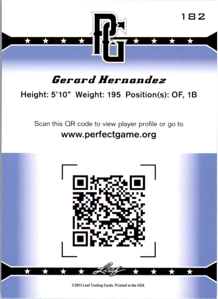 2013 Leaf Perfect Game #182 Gerard Hernandez back image