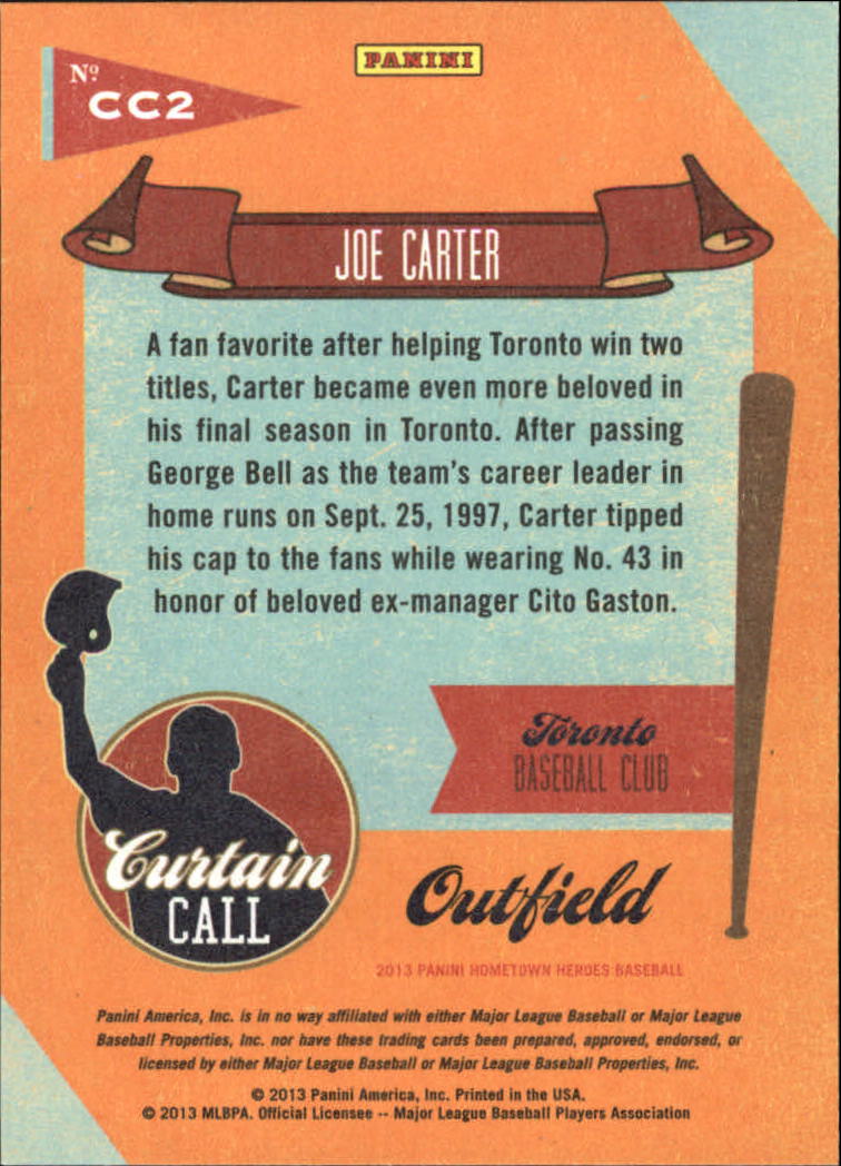 2013 Hometown Heroes Curtain Call #2 Joe Carter back image