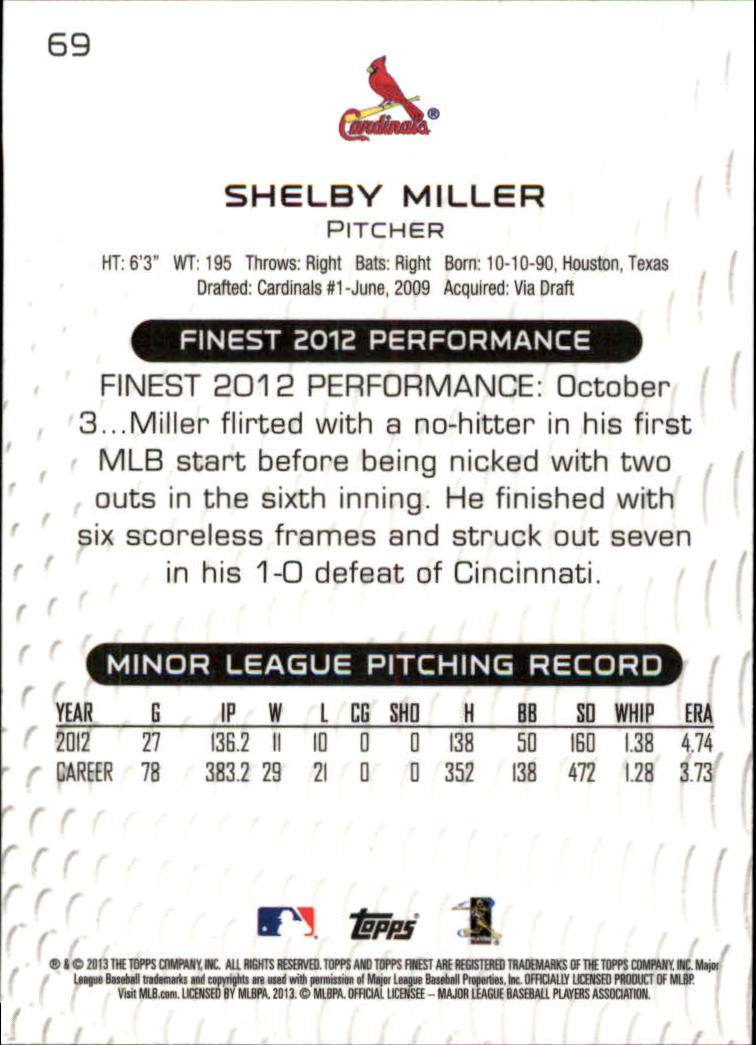 2013 Finest #69 Shelby Miller RC back image