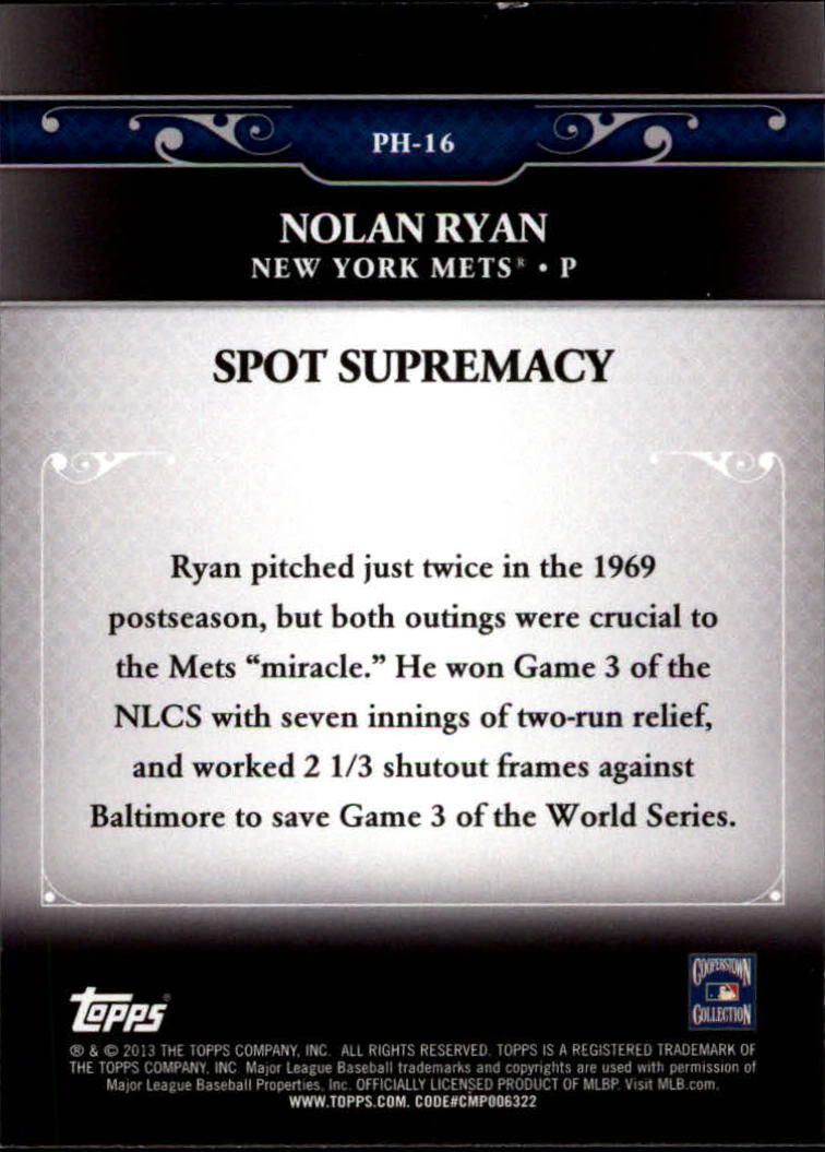 2013 Topps Update Postseason Heroes #16 Nolan Ryan back image
