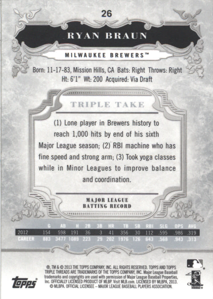 B3000- 2013 Topps Triple Threads Baseball #s 1-100 -You Pick- 15+ FREE US SHIP - Picture 37 of 125