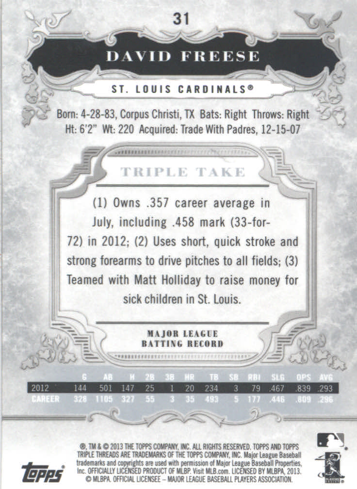 B3000- 2013 Topps Triple Threads Baseball #s 1-100 -You Pick- 15+ FREE US SHIP - Picture 45 of 125
