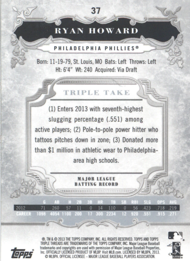 B3000- 2013 Topps Triple Threads Baseball #s 1-100 -You Pick- 15+ FREE US SHIP - Picture 55 of 125