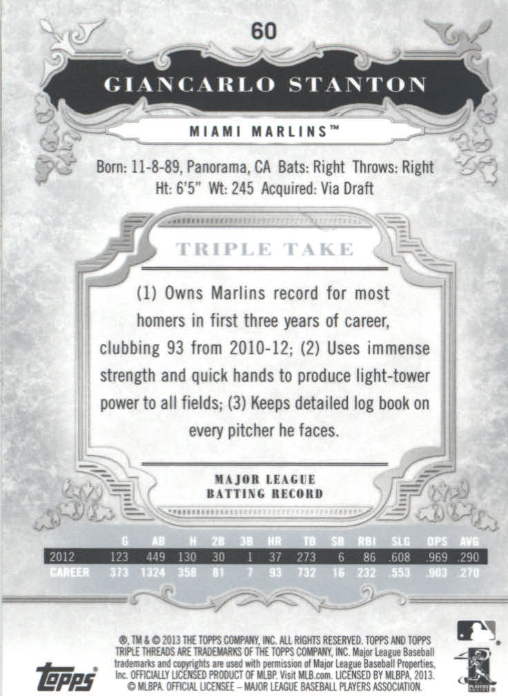 B3000- 2013 Topps Triple Threads Baseball #s 1-100 -You Pick- 15+ FREE US SHIP - Picture 79 of 125