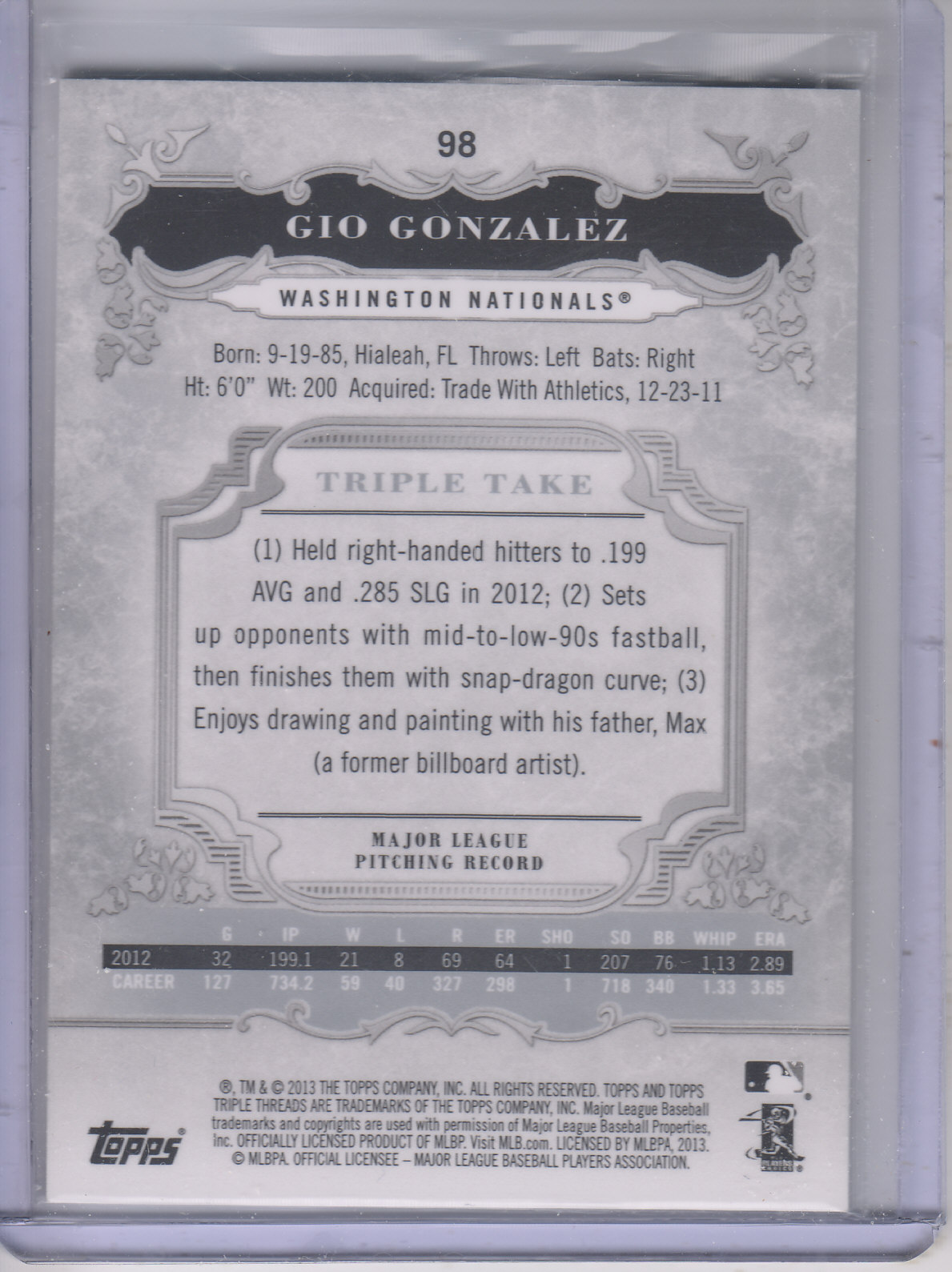 B3000- 2013 Topps Triple Threads Baseball #s 1-100 -You Pick- 15+ FREE US SHIP - Picture 123 of 125