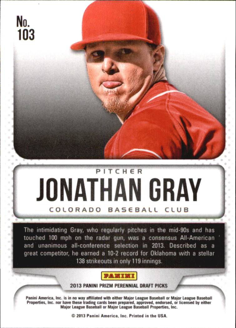 2013 Panini Prizm Perennial Draft Picks #103 Jonathan Gray DC back image