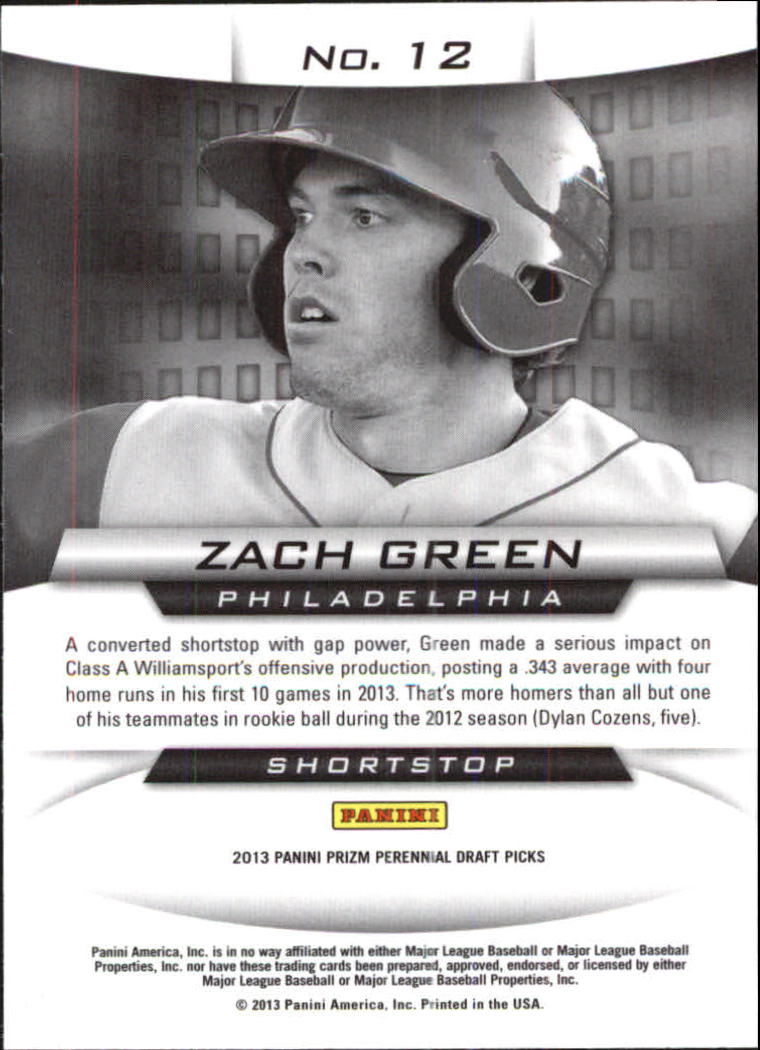 2013 Panini Prizm Perennial Draft Picks Draft Hits #12 Zach Green back image