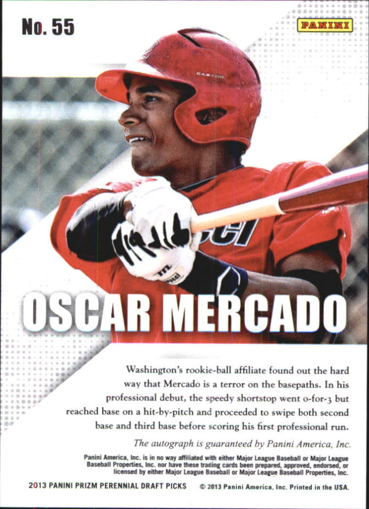 2013 Panini Prizm Perennial Draft Picks Prospect Signatures #55 Oscar Mercado back image