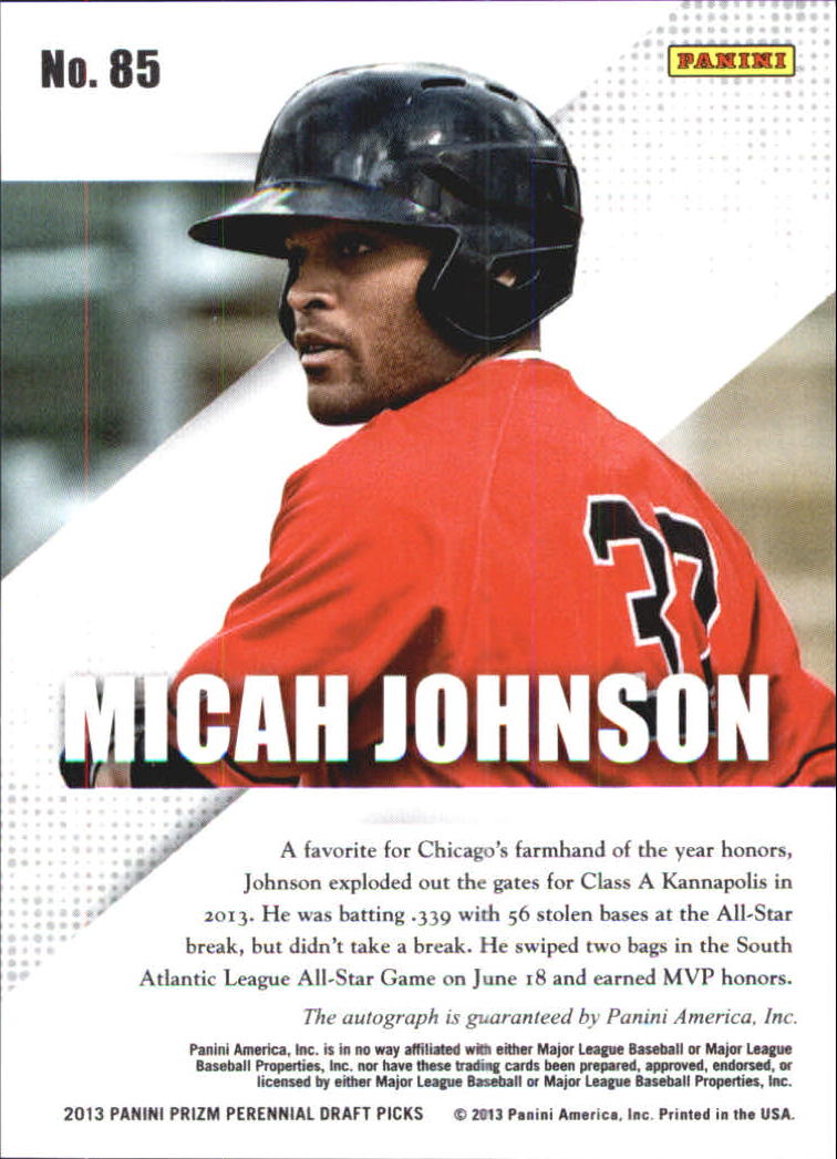 2013 Panini Prizm Perennial Draft Picks Prospect Signatures #85 Micah Johnson back image