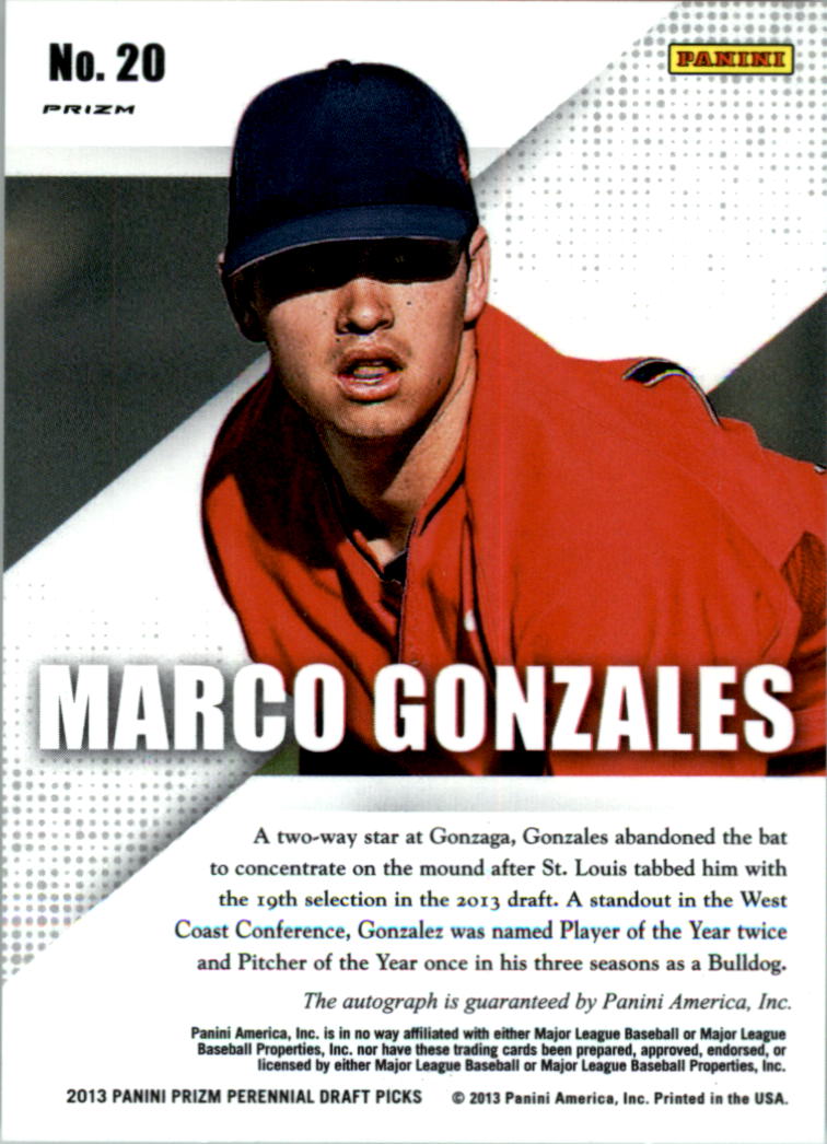 2013 Panini Prizm Perennial Draft Picks Prospect Signatures Prizms #20 Marco Gonzales back image