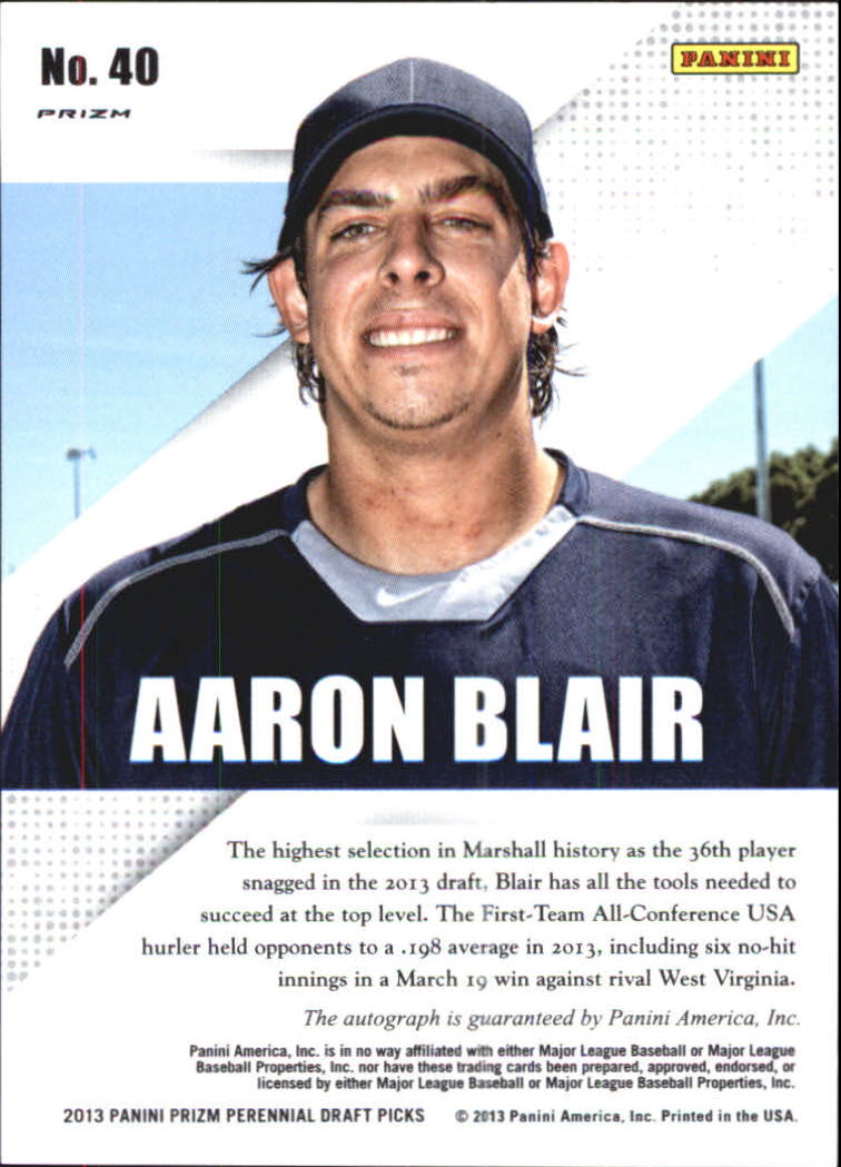 2013 Panini Prizm Perennial Draft Picks Prospect Signatures Prizms #40 Aaron Blair back image