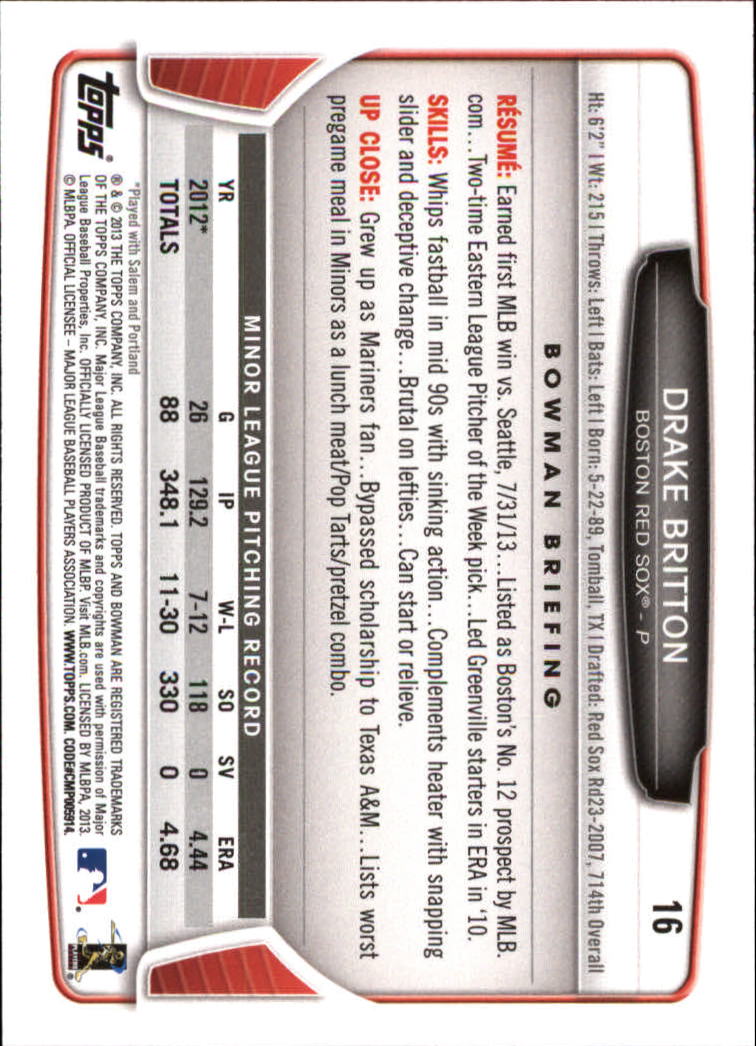2013 Bowman Draft Baseball Card Pick (Base) - Picture 33 of 91