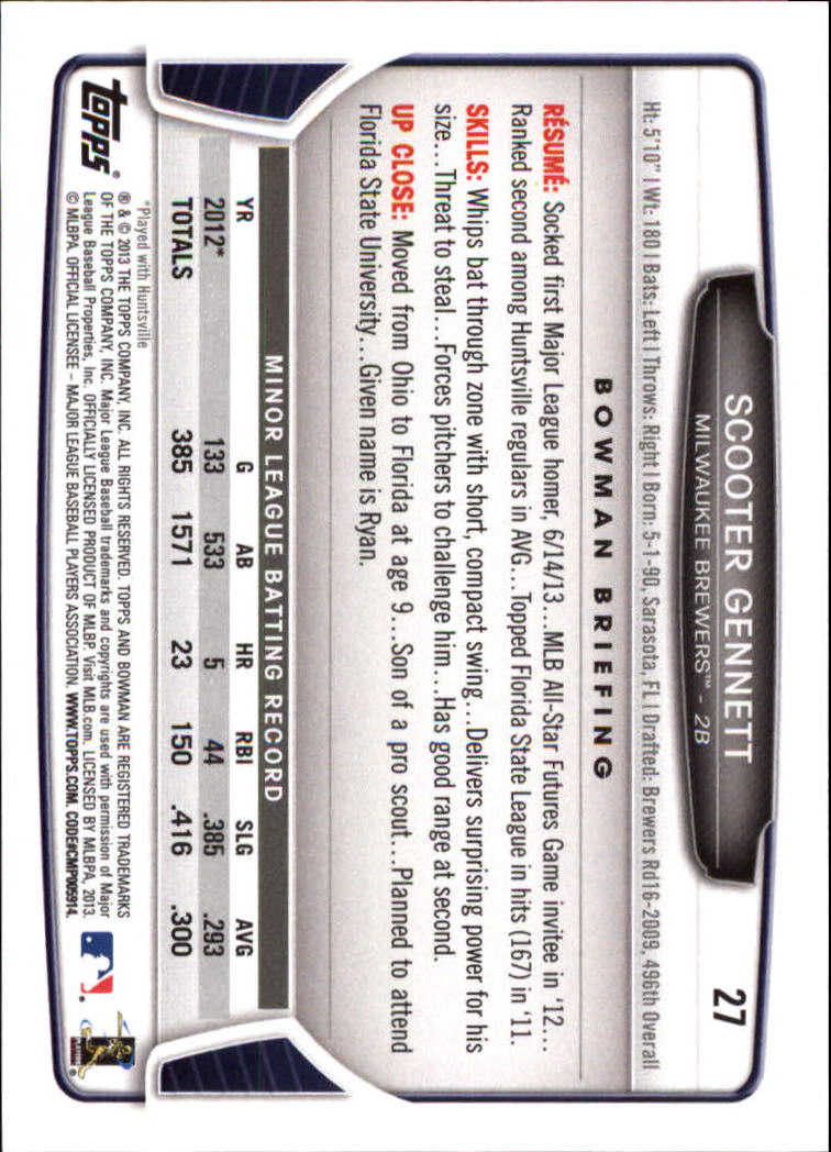 2013 Bowman Draft Baseball Card Pick (Base) - Picture 55 of 91