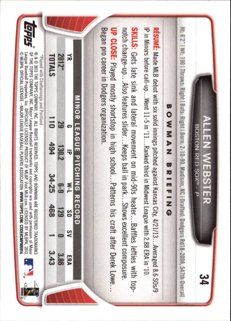 2013 Bowman Draft Baseball Card Pick (Base) - Picture 69 of 91