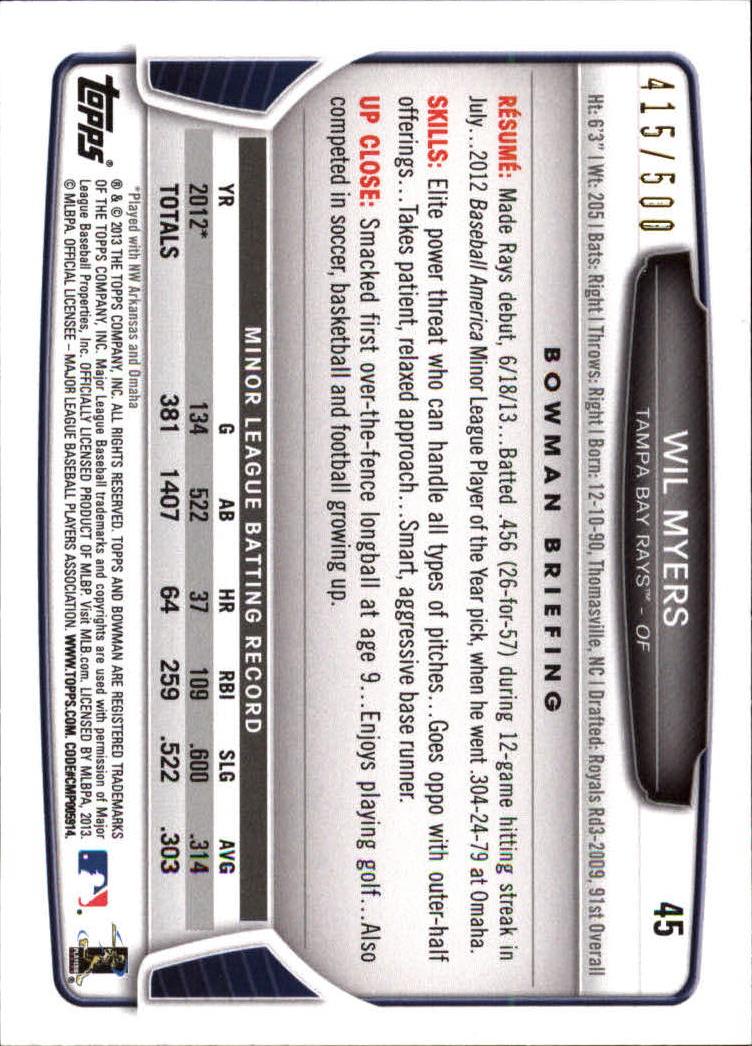 2013 Bowman Draft Baseball Card Pick (Base) - Picture 91 of 91