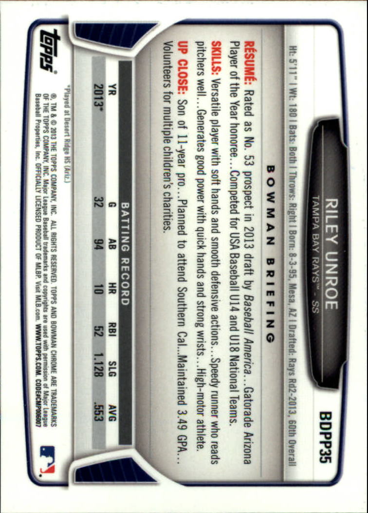 2013 Bowman Chrome Draft Draft Picks Baseball (Pick Card From List) C11 02-25 - Picture 55 of 237