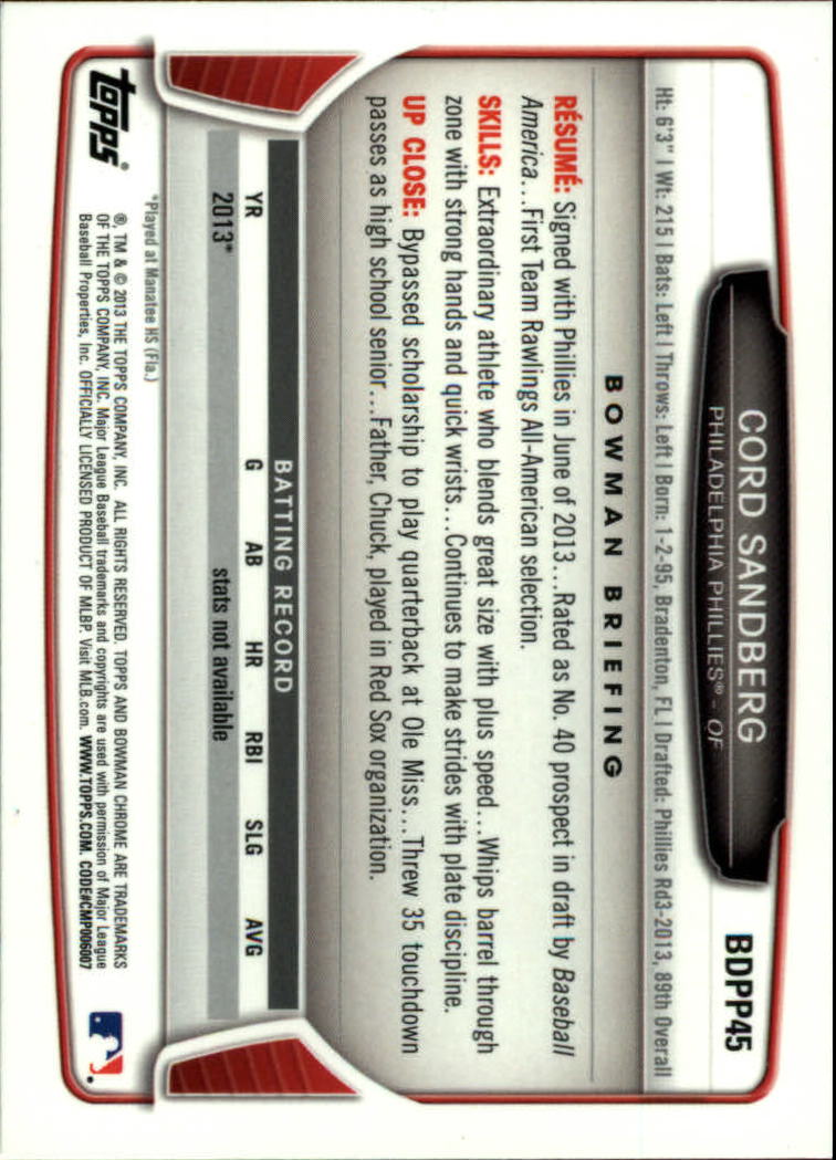 2013 Bowman Chrome Draft Draft Picks Baseball (Pick Card From List) C11 02-25 - Picture 73 of 237