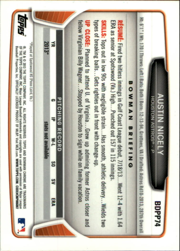 2013 Bowman Chrome Draft Draft Picks Baseball (Pick Card From List) C11 02-25 - Picture 127 of 237