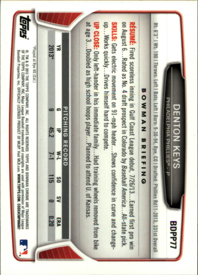 2013 Bowman Chrome Draft Draft Picks Baseball (Pick Card From List) C11 02-25 - Picture 133 of 237