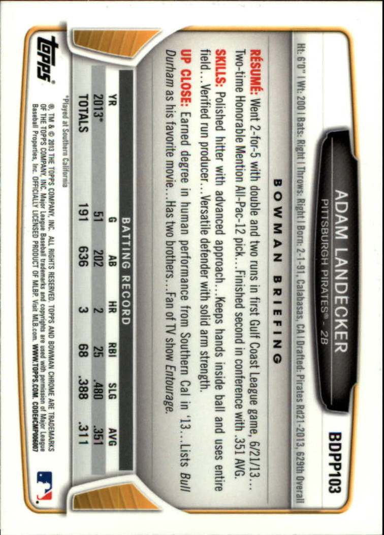 2013 Bowman Chrome Draft Draft Picks Baseball (Pick Card From List) C11 02-25 - Picture 183 of 237