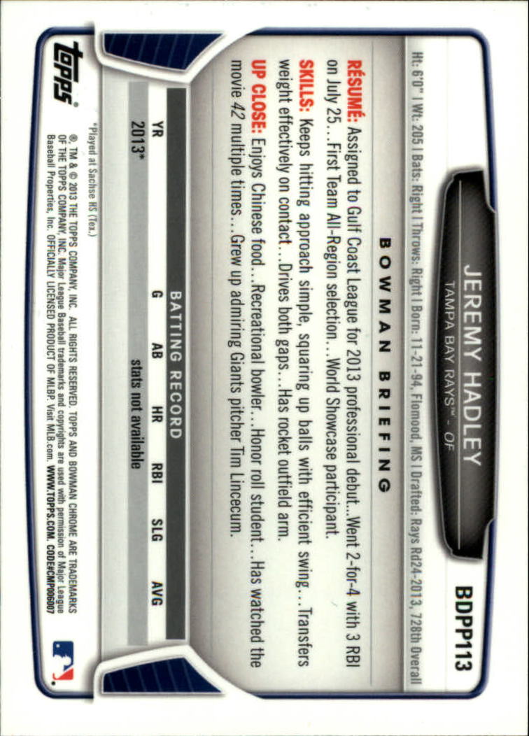 2013 Bowman Chrome Draft Draft Picks Baseball (Pick Card From List) C11 02-25 - Picture 203 of 237