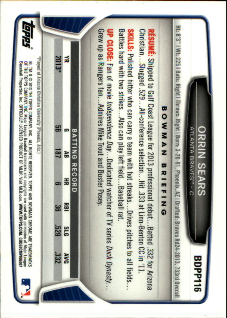 2013 Bowman Chrome Draft Draft Picks Baseball (Pick Card From List) C11 02-25 - Picture 209 of 237