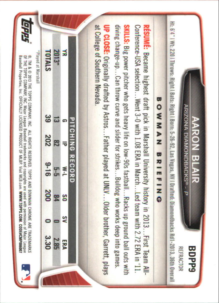 2013 Bowman Chrome Draft Picks Baseball Refractor Singles - You Choose - Picture 15 of 218