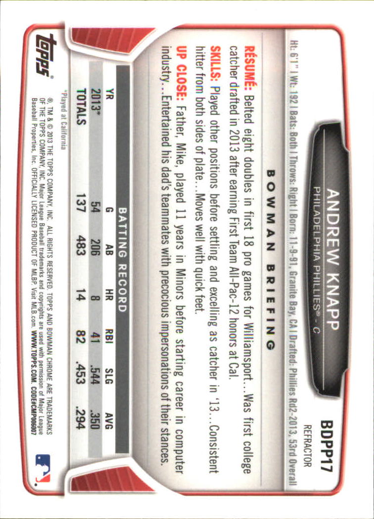 2013 Bowman Chrome Draft Picks Baseball Refractor Singles - You Choose - Picture 27 of 218