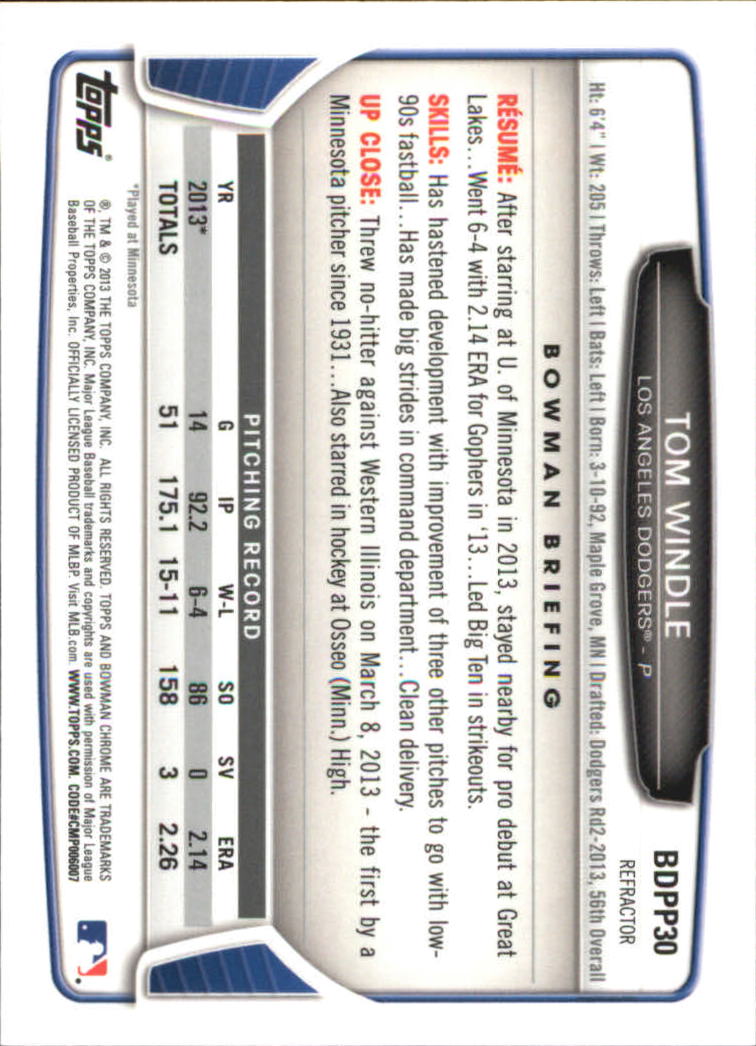 2013 Bowman Chrome Draft Picks Baseball Refractor Singles - You Choose - Picture 45 of 218