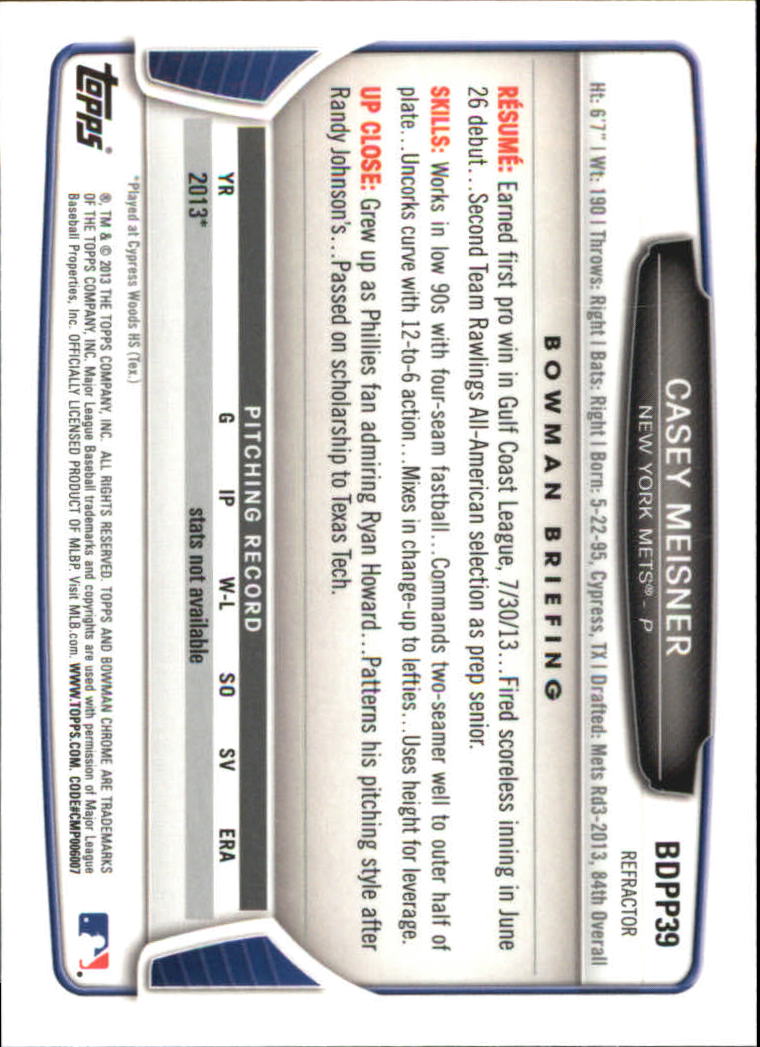 2013 Bowman Chrome Draft Picks Baseball Refractor Singles - You Choose - Picture 54 of 218