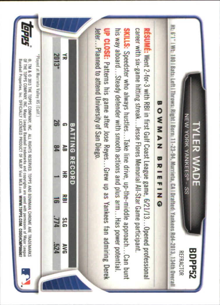 2013 Bowman Chrome Draft Picks Baseball Refractor Singles - You Choose - Picture 77 of 218