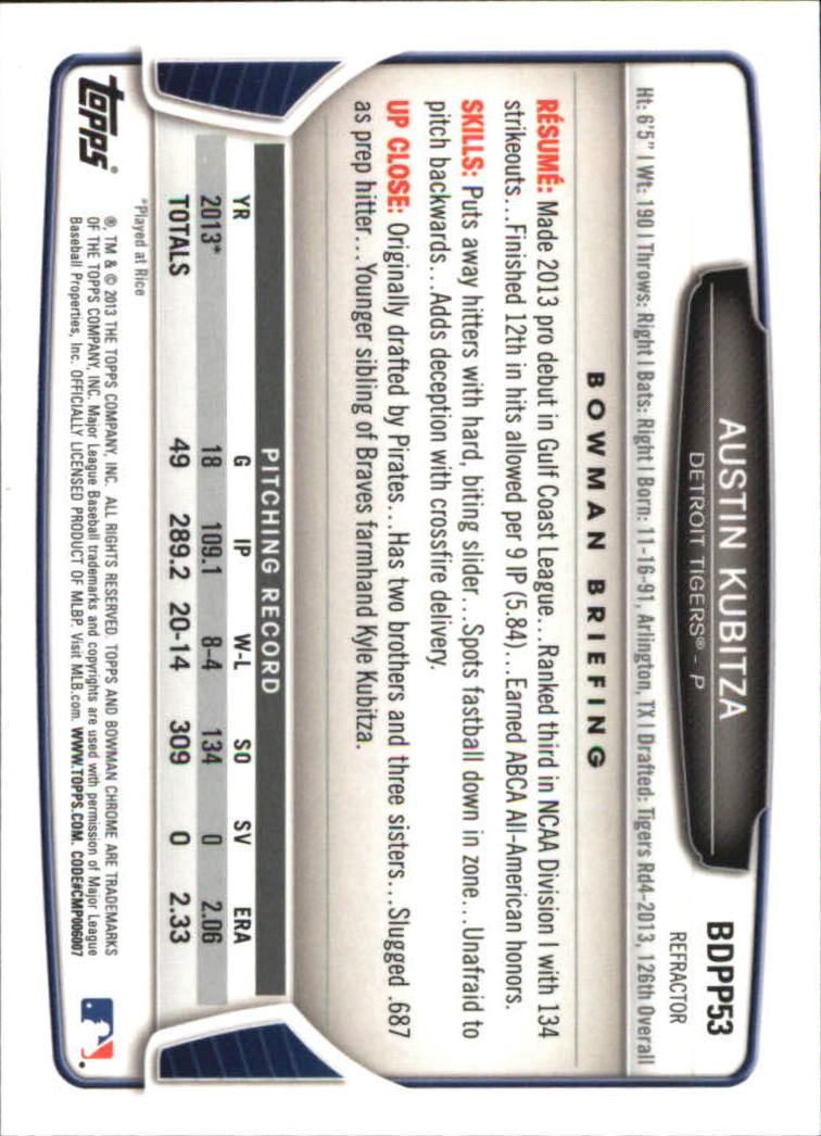 2013 Bowman Chrome Draft Picks Baseball Refractor Singles - You Choose - Picture 79 of 218