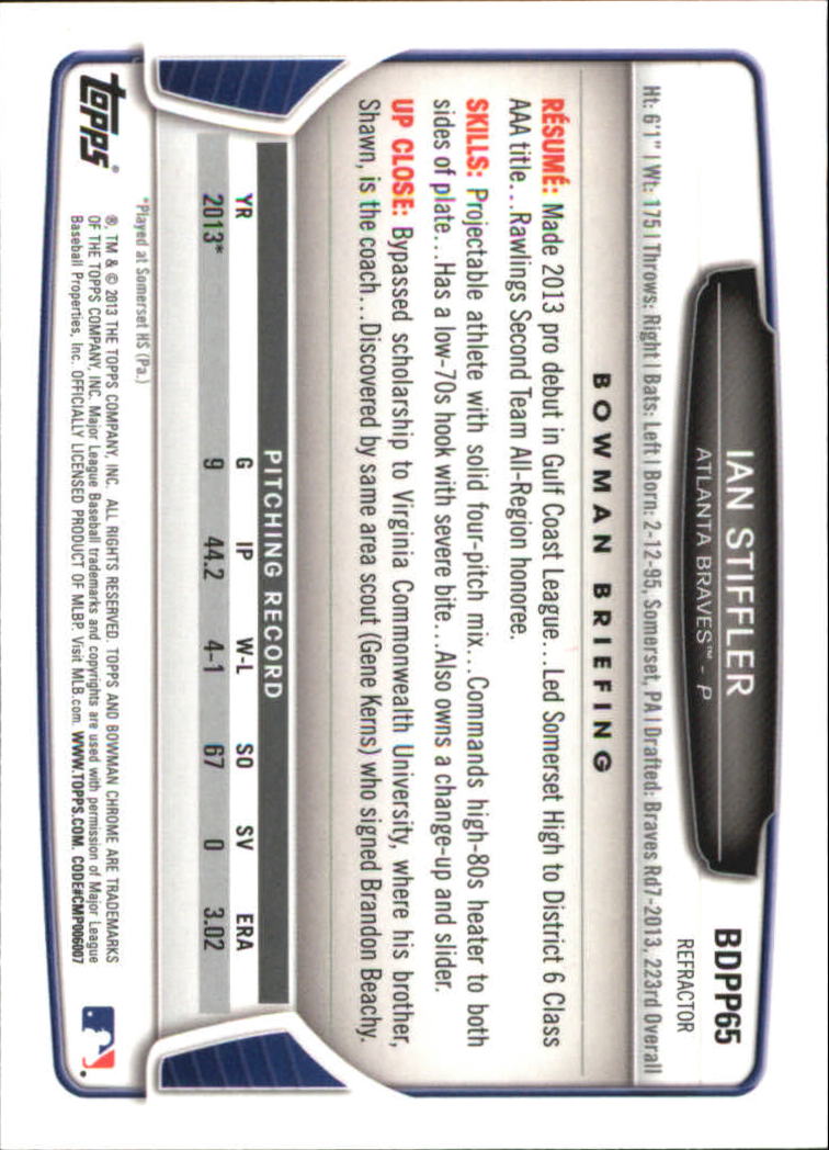 2013 Bowman Chrome Draft Picks Baseball Refractor Singles - You Choose - Picture 99 of 218