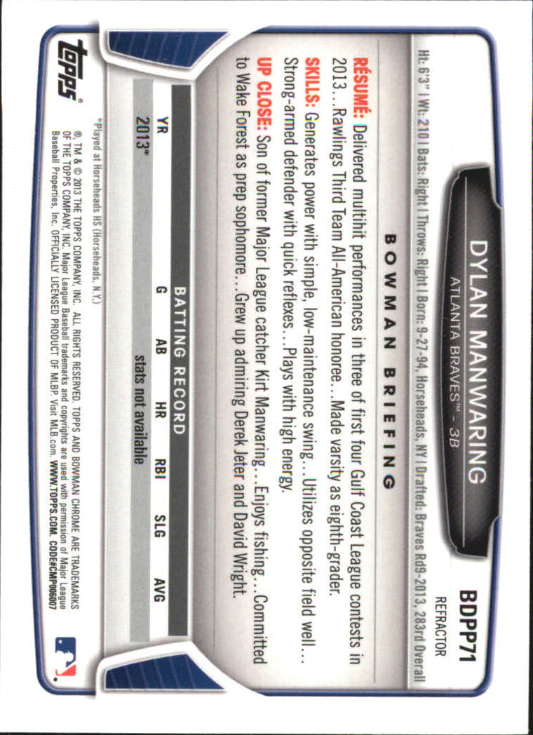 2013 Bowman Chrome Draft Picks Baseball Refractor Singles - You Choose - Picture 107 of 218
