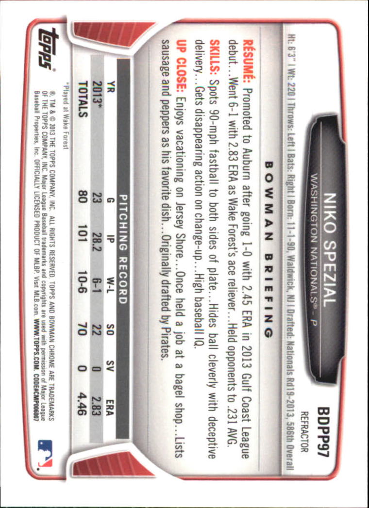 2013 Bowman Chrome Draft Picks Baseball Refractor Singles - You Choose - Picture 156 of 218