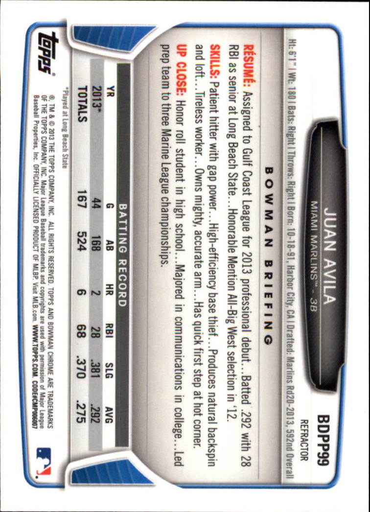 2013 Bowman Chrome Draft Picks Baseball Refractor Singles - You Choose - Picture 160 of 218