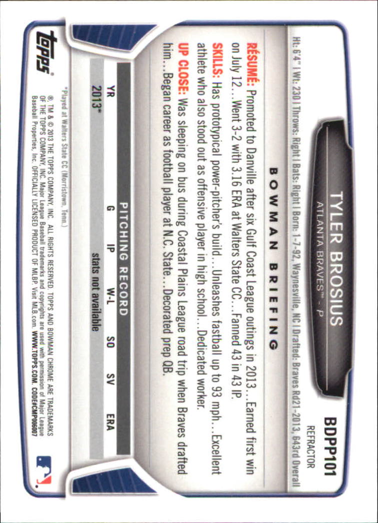 2013 Bowman Chrome Draft Picks Baseball Refractor Singles - You Choose - Picture 163 of 218
