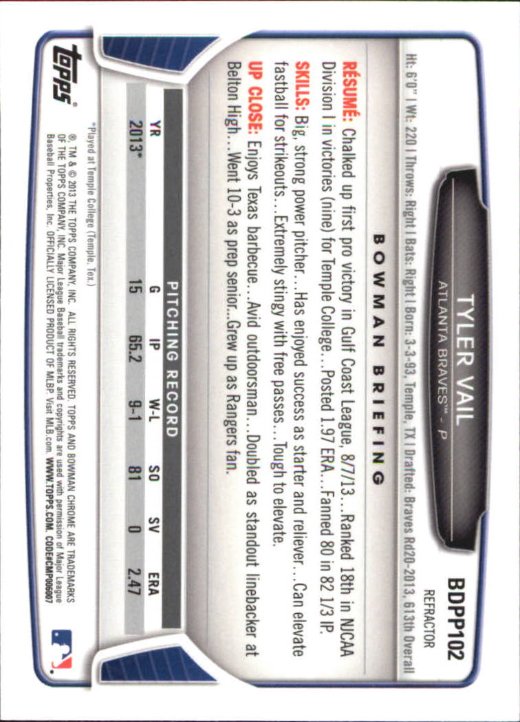 2013 Bowman Chrome Draft Picks Baseball Refractor Singles - You Choose - Picture 165 of 218