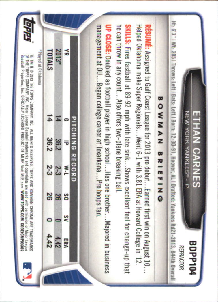 2013 Bowman Chrome Draft Picks Baseball Refractor Singles - You Choose - Picture 169 of 218