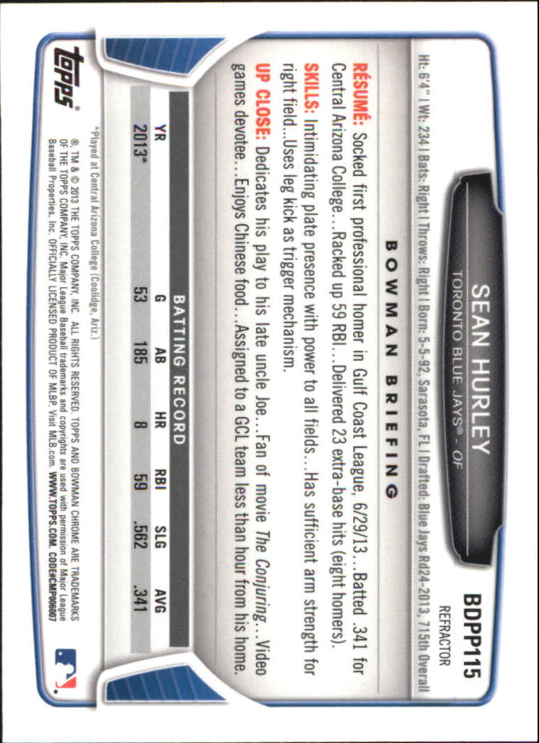 2013 Bowman Chrome Draft Picks Baseball Refractor Singles - You Choose - Picture 190 of 218