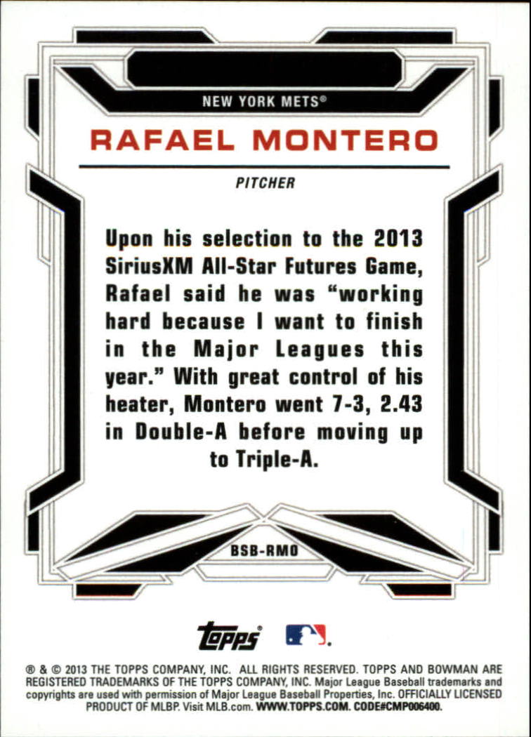 2013 Bowman Draft Scout Breakouts #RMO Rafael Montero back image